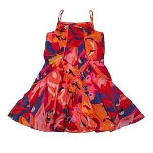 Catimini Girls Floral Dress Fit & Flare Sleeveless Tassel Trim Size 6